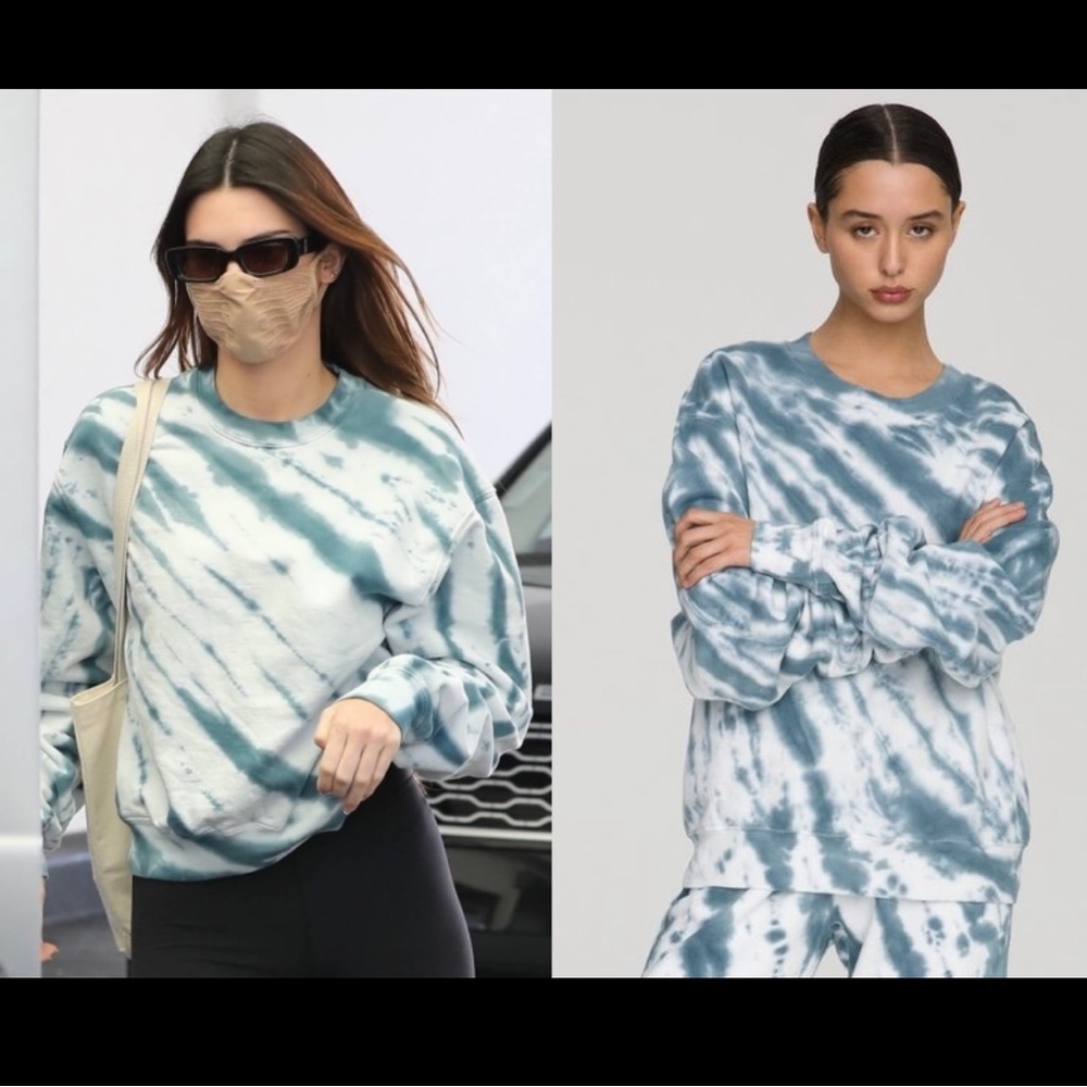 Good American Boyfriend Tie Dye Sweatshirt Crewneck Orion Blue Size Small - Picture 2 of 12